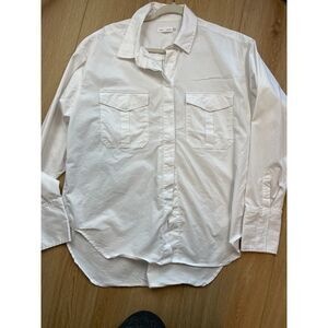 Good American White Utility Button-Up Shirt Size 3 Oversized Boxy Fit